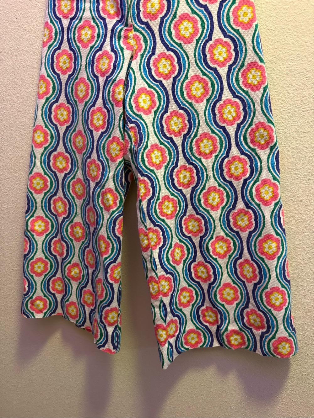 Trina Turk Lulu pants featuring a vibrant, multicolored floral and wavy pattern - Picture 3 of 10